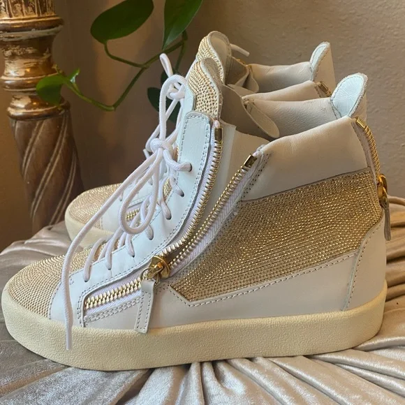 Giuseppe Zanotti LEATHER BIKER BOOTS high top sneakers Size 7.5 - Picture 2 of 9